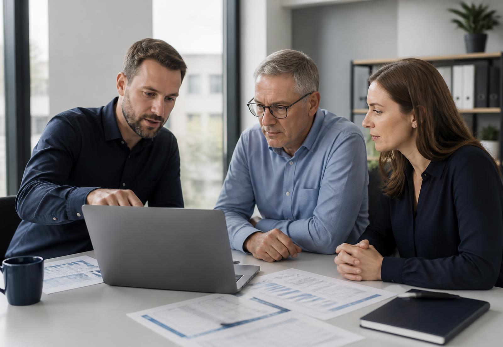 A specialist guiding a small business team through account configuration and data migration.